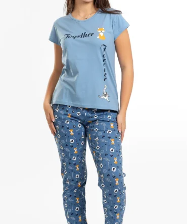Women's Pajama Set ( Short sleeves +PANTS) 734 بيجاما صيفي حريمي