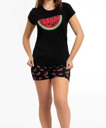 Women's Pajama Set (Half sleeves + SHORT) 740 بيجاما صيفي حريمي