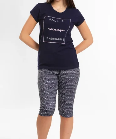 Women's Pajama Set (Half sleeves +Pentacor ) 739 بيجاما صيفي حريمي