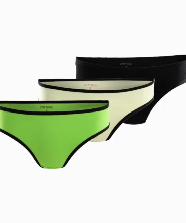 Cottonila Pack Of 3 Plain Bikini Panties - Multicolour