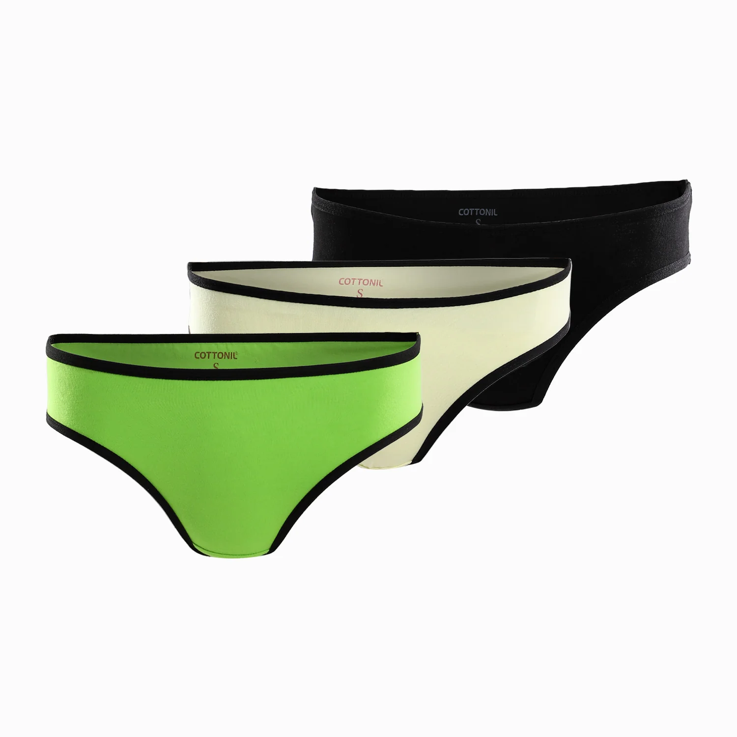 Cottonila Pack Of 3 Plain Bikini Panties - Multicolour