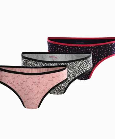 Pack Of 3 Cottonila Patterned Bikini - Multicolours