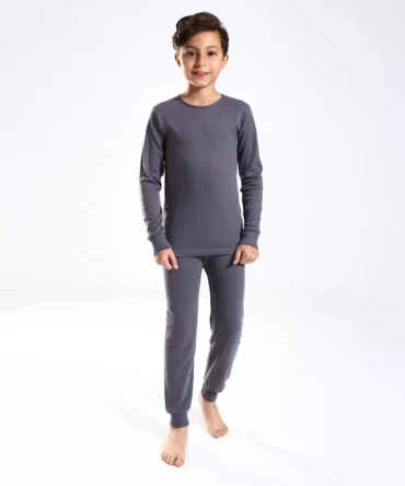 Boys Thermal Slip On, Elastic Waist & Elastic Hem Cotton Undergarment - Grey
