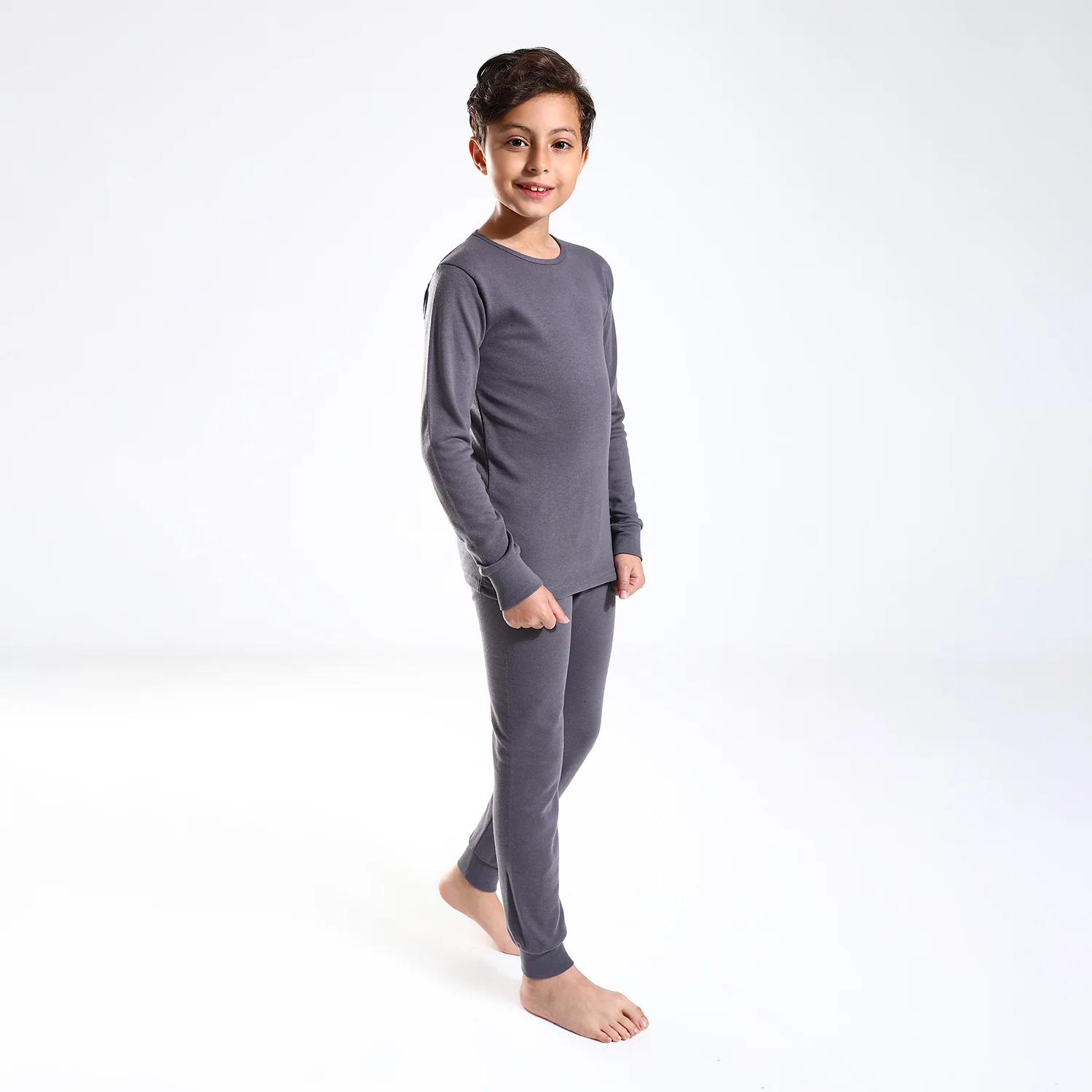 Boys Thermal Slip On, Elastic Waist & Elastic Hem Cotton Undergarment - Grey - Image 2