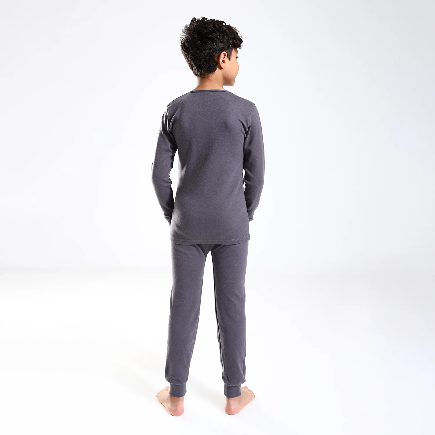 Boys Thermal Slip On, Elastic Waist & Elastic Hem Cotton Undergarment - Grey - Image 3