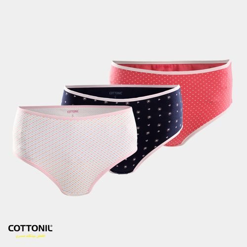 Pack of 3 Soft Cottonila Patterned Midi Panties - Multicolor